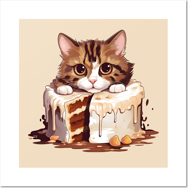 Birthday Cat Cake Wall Art by illu